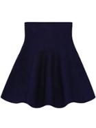 Romwe High Waist Flare Navy Skirt