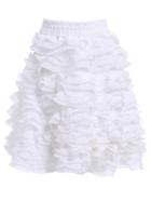 Romwe Elastic Waist Flare White Skirt