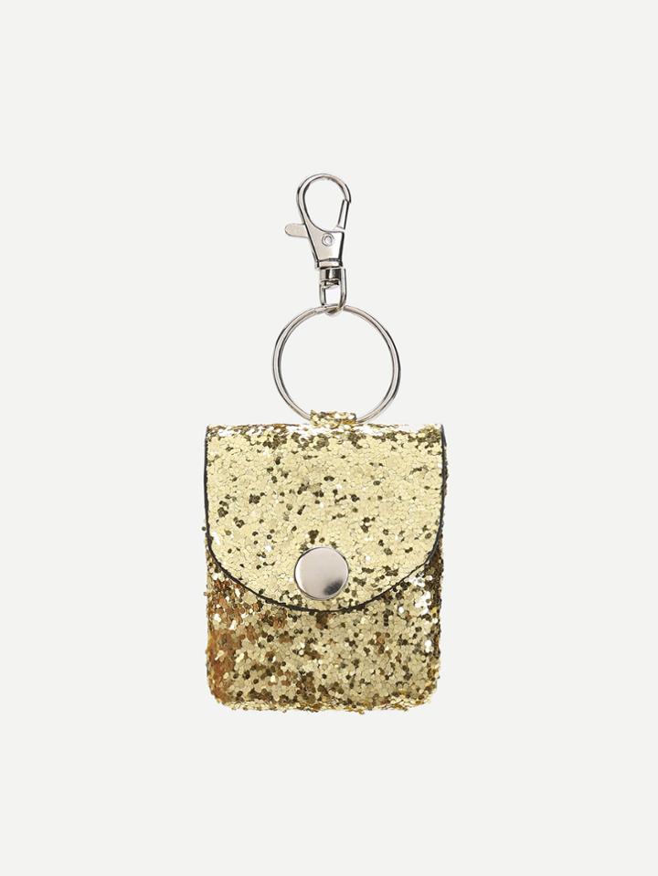 Romwe Metallic Sequin Purse Bag