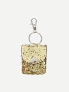 Romwe Metallic Sequin Purse Bag
