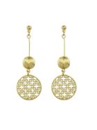 Romwe Hollow Out Round Ball Dangle Earrings
