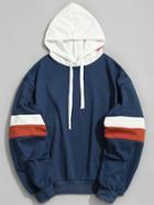 Romwe Contrast Stripe Panel Hoodie