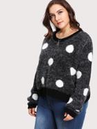 Romwe Polka Dot Fuzzy Jumper