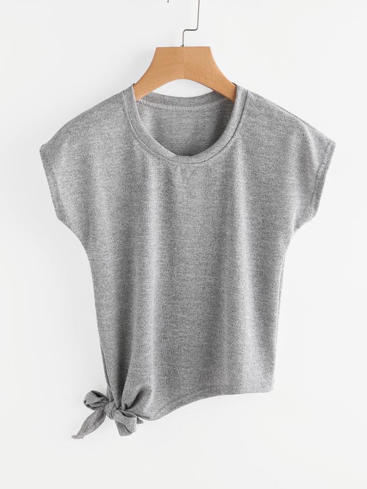 Romwe Knot Side Tee