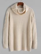 Romwe Apricot Cable Knit Turtleneck Sweater