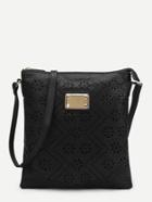 Romwe Floral Detail Laser Out Crossbody Bag