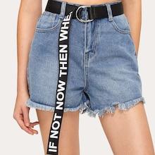 Romwe Letter Pattern D-ring Shaped Buckle Belt