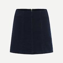 Romwe Zip Front Dark Wash Denim Skirt