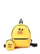Romwe Cute Print Pu Backpack With Mini Backpack Charm