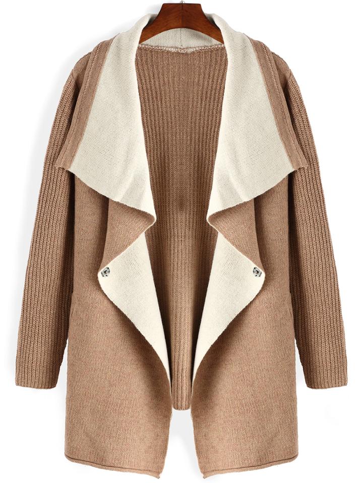 Romwe Women Lapel Covered Button Long Coat