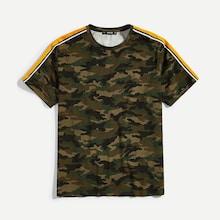 Romwe Guys Striped Sleeve Camo T-shirt