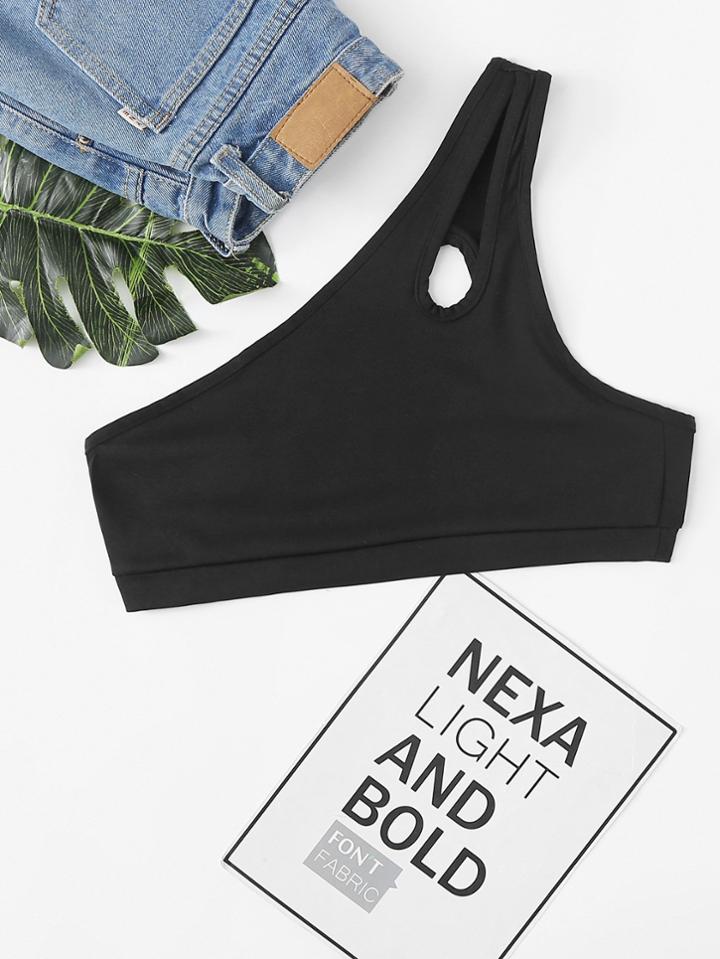 Romwe One Shoulder Cut Out Detail Top
