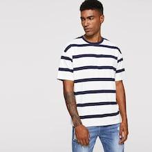 Romwe Guys Drop Shoulder Striped Tee