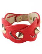 Romwe Red Rivet Leather Bracelet