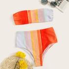 Romwe Color-block Bandeau With High Waist Bikini Set