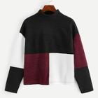 Romwe Stand Collar Cut-and-sew Sweatshirt