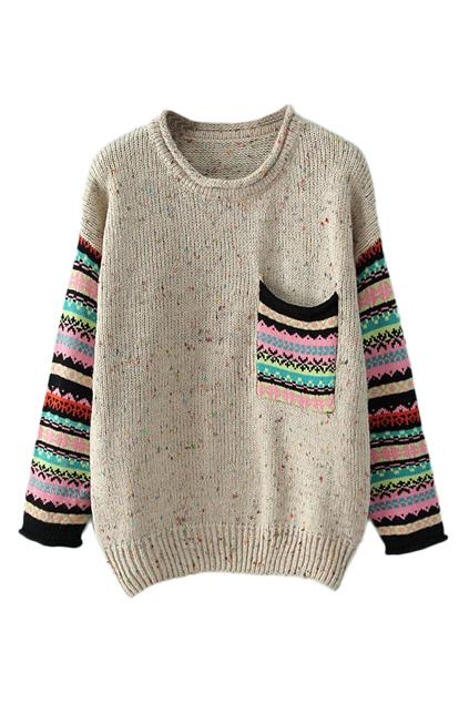 Romwe Pocketed Striped Jumper