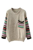 Romwe Pocketed Striped Jumper