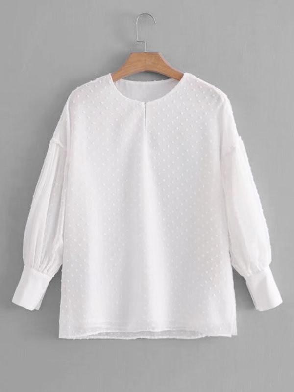 Romwe Dot Textured Blouse