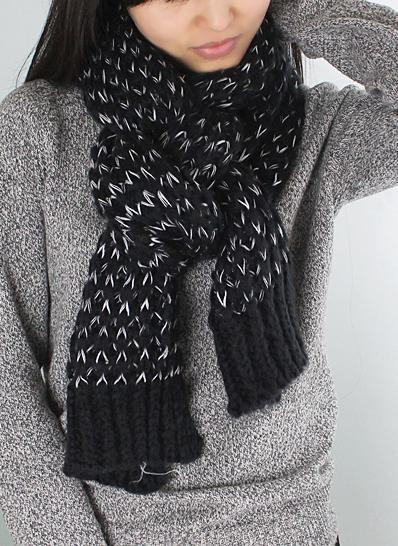 Romwe Striped Knit Scarf-black