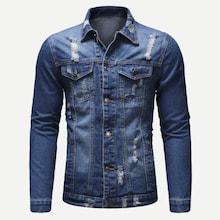 Romwe Men Destroyed Denim Jacket