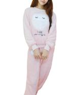 Romwe Faux Fleece Embroidered Pullover & Pants Pj Set