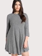 Romwe Marled Rib Knit Swing Tee Dress