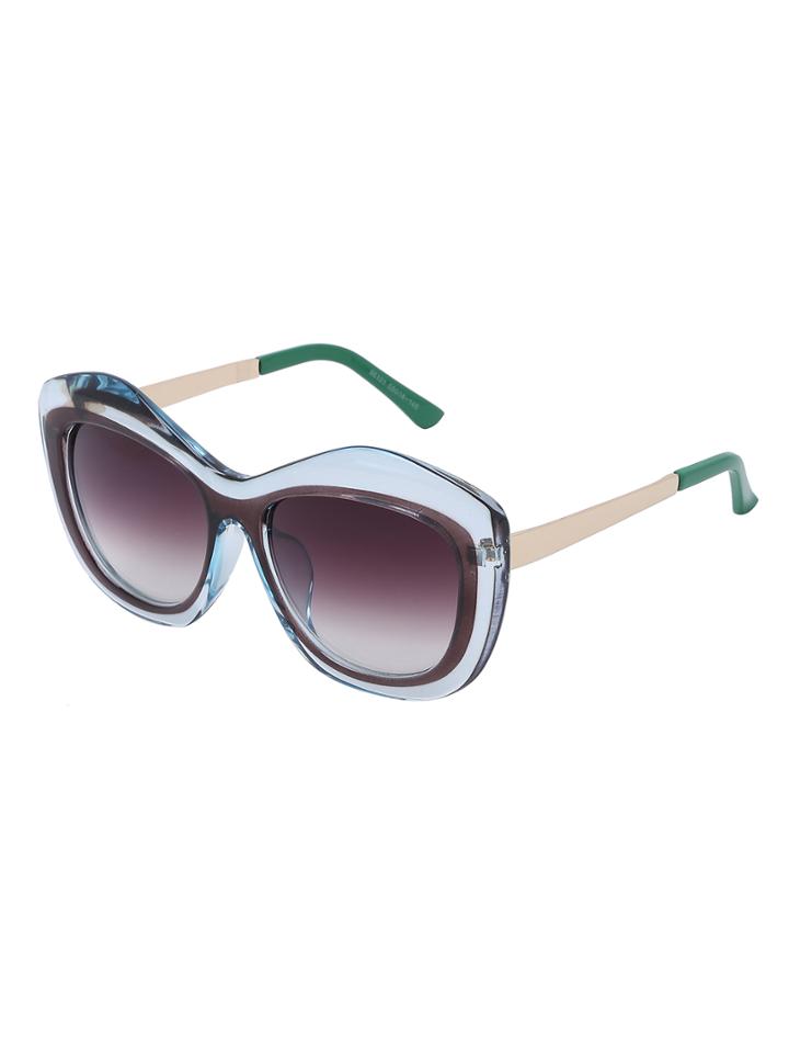 Romwe Clear Chunky Frame Metal Arm Sunglasses