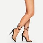 Romwe Transparent Lace-up Stiletto Heels