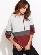 Romwe Color Block Raglan Sleeve Hoodie With Pocket