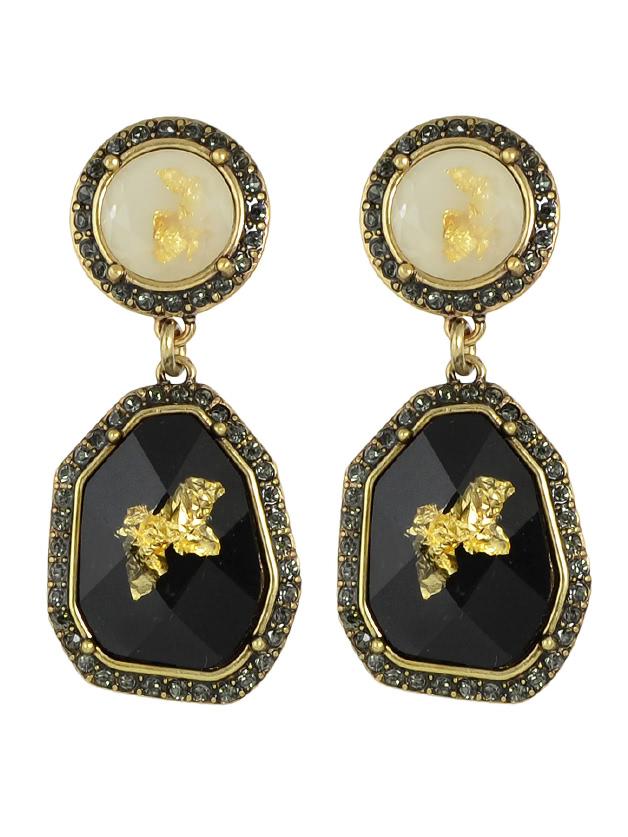 Romwe Statement Retro Style Black Stone Hanging Earrings