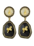 Romwe Statement Retro Style Black Stone Hanging Earrings