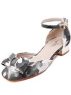 Romwe Grey With Bow Ink Print Sandals