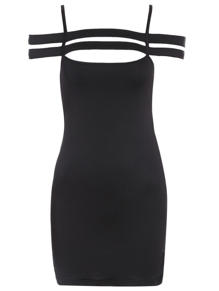 Romwe Spaghetti Strap Hollow Bodycon Dress