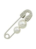 Romwe Silver Pearl Pin Shape Earrings  (1 Piece)
