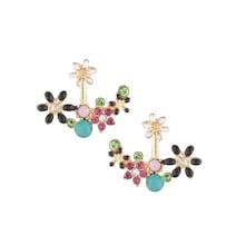 Romwe Rhinestone Flower Swing Earrings