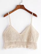 Romwe Scalloped Hem Knitted Cami Top