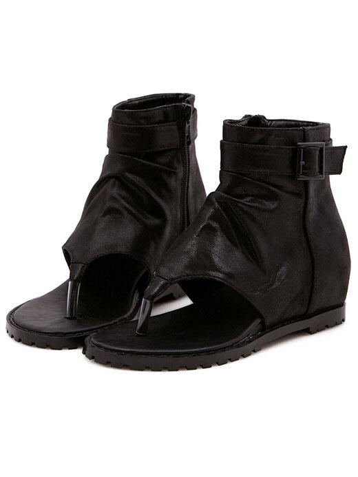 Romwe Black Flip Buckled Sandals