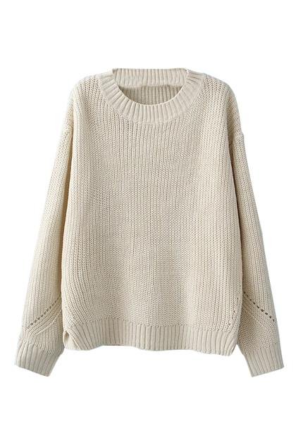 Romwe Split Cream Jumper