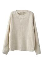 Romwe Split Cream Jumper