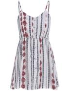 Romwe Spaghetti Strap With Buttons Geometric Print Dress