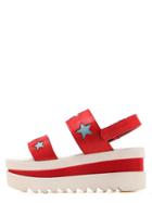 Romwe Red Star Print Platform Sandals