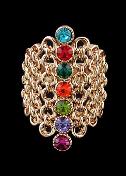 Romwe Diamante Hollow Ring-golden