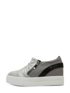 Romwe Silver Almond Toe Pleated Zipper Side Heighten Wedges