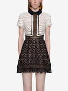 Romwe Contrast Collar Lace Embroidered A Line Dress