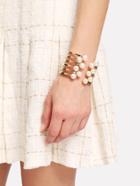Romwe Faux Pearl Detail Layered Cuff Bracelet