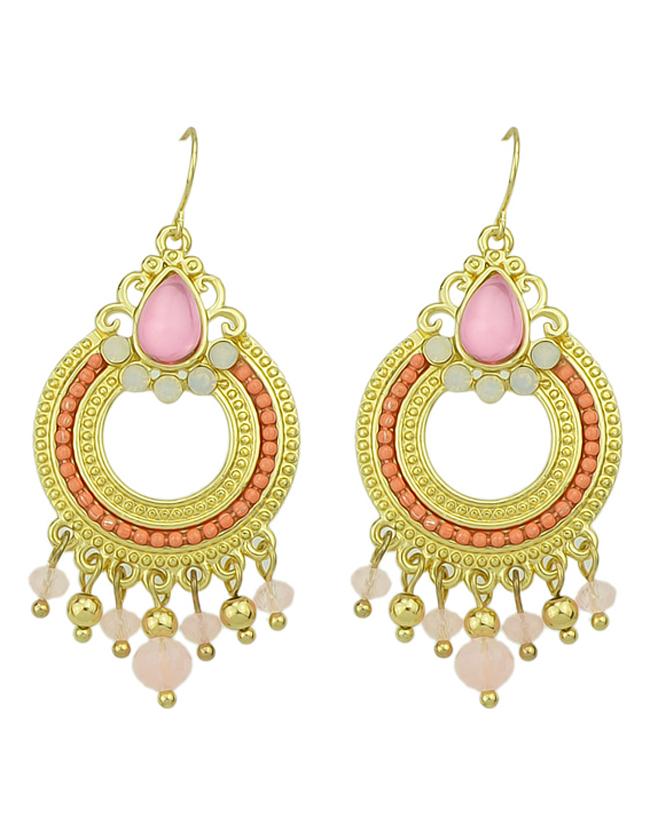 Romwe Popular Bohemian Style Beads Hanging Chandelier Earrings