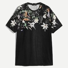 Romwe Guys Tropical Print Tee