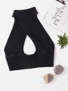 Romwe Button Back Open Back Turtleneck Knit Top