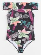 Romwe Flower Print Bardot Swimsuit